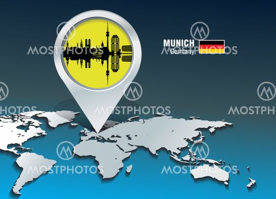 Map pin with Munich skyline