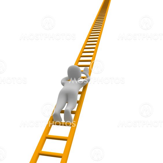 Climbing man and ladder