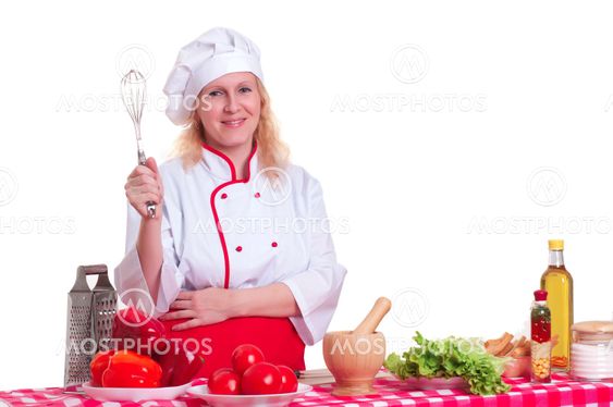 attractive woman cooks