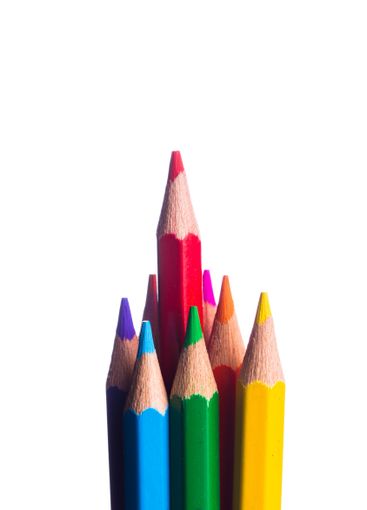 Colorful collection of pencils arranged creatively...