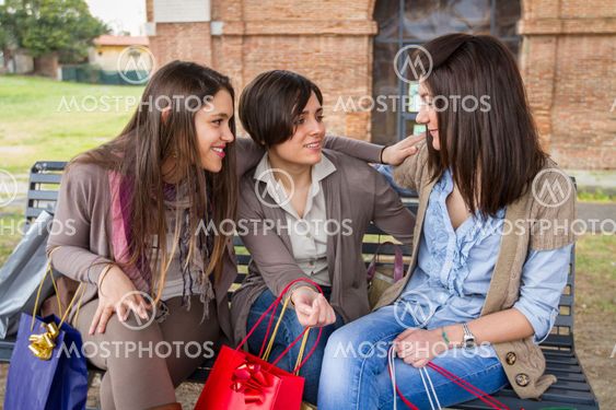 Three Happy Women After Shopping