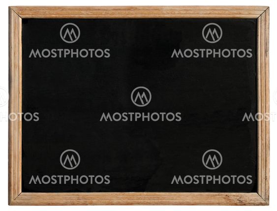 An old blackboard with a wooden frame.