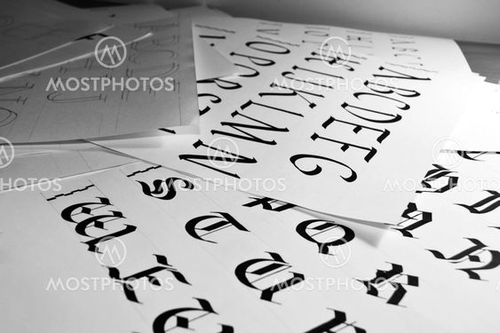 Calligraphically written alphabet