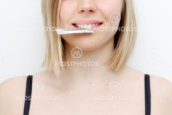 Woman with condom