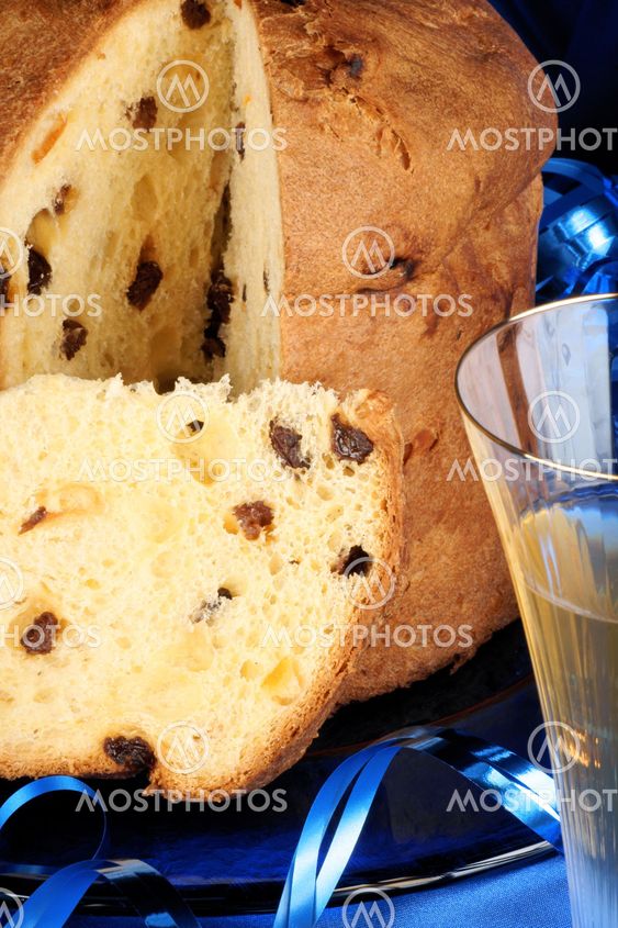 Italian Christmas composition with panettone and spumante
