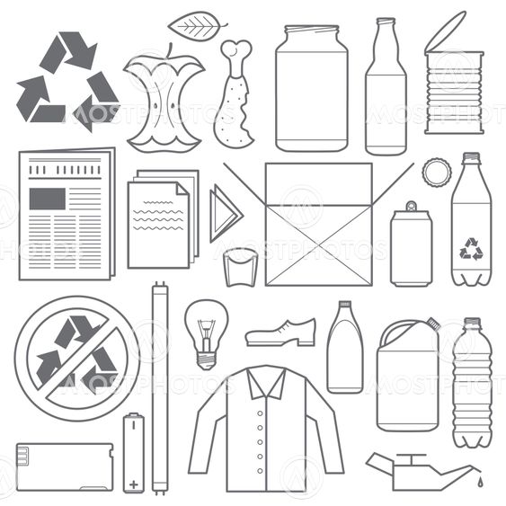 recycling and various waste color icons