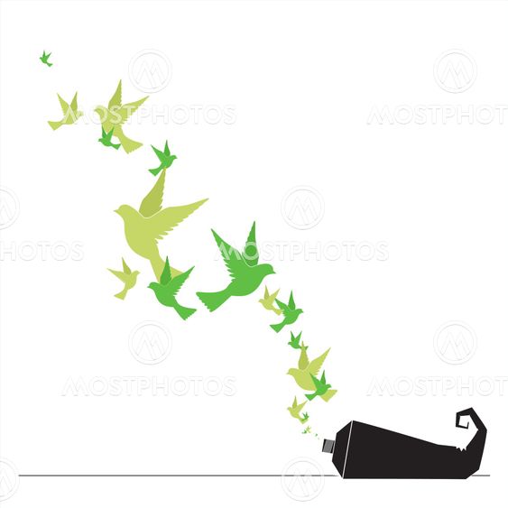 Abstract vector illustration of tube and birds.