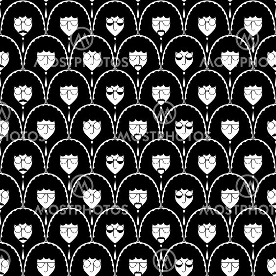 Seamless pattern with funny people faces.