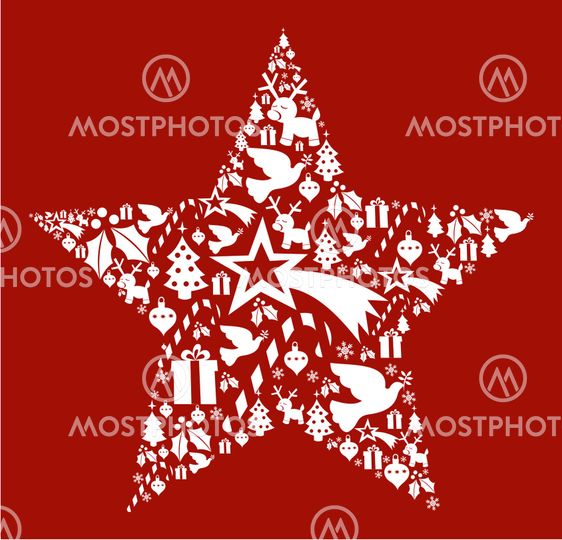 Christmas icon set in star shape