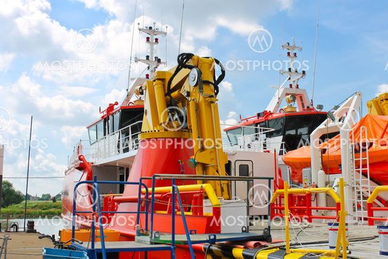 Parts and equipment of new ships being built at the shipyard