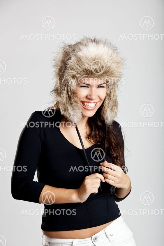 Girl with a fur hat