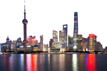 Shanghai skyline at dusk, China