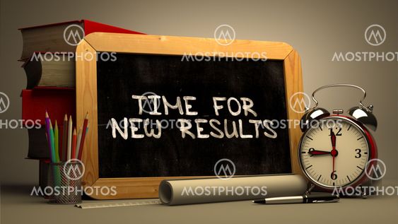 Time for New Results. Motivation Quote on a Blackboard.