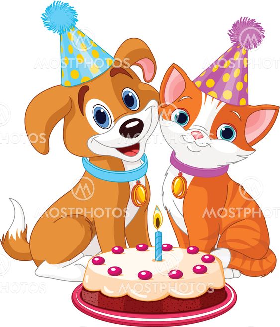Cat and Dog celebrating