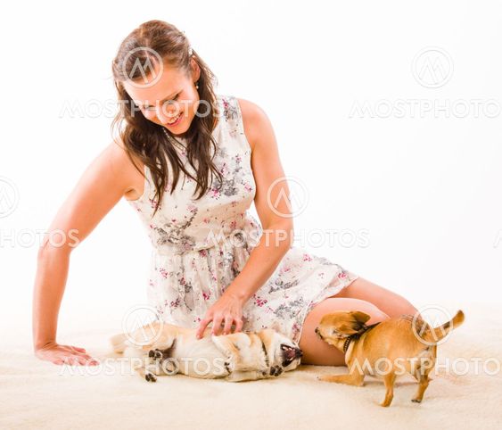 Woman and dogs