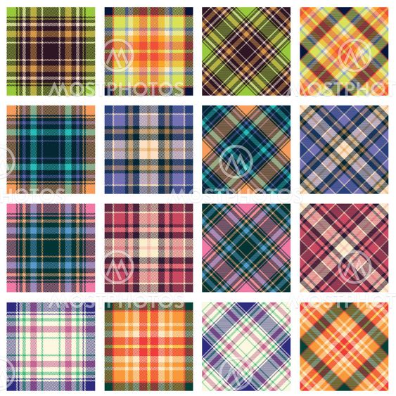 Plaid patterns, straight and diagonal orientation