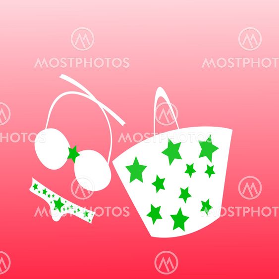 beach bag and bikini vector/illustration