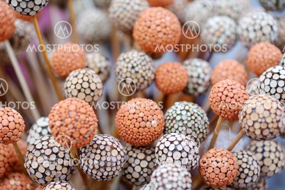 Traditional Lithuanian Easter palms known as verbos sold...