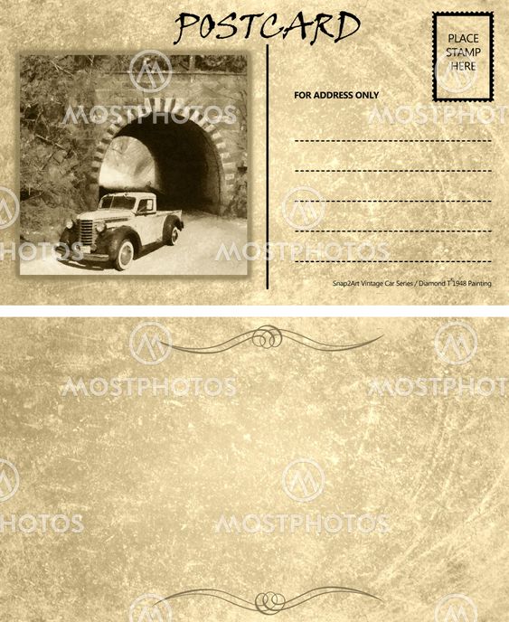 Vintage tom tom motordrevne bil postkort skabelonen Front tilbage