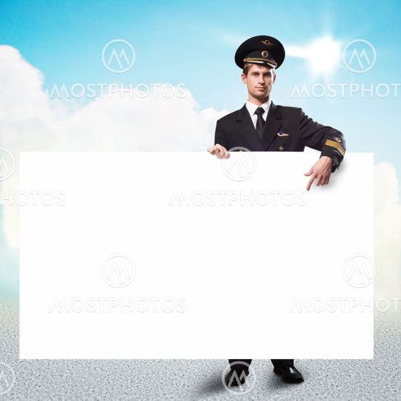 pilot in the form of holding an empty billboard