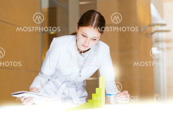 young woman doing research