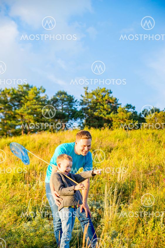 Happy family outside