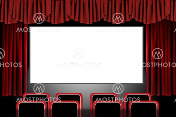Red Stage Drapes in a Movie Theatre Setting: Illustration in Photoshop