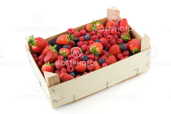 Wooden crate with fresh fruit