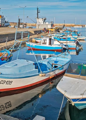 Sunset panorama of the port of Sozopol, Bulgaria