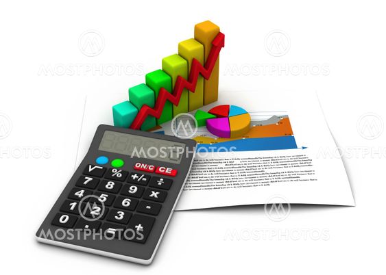Business concept. graph and charts with calculator