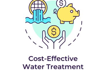 Cost effective water treatment multi color concept icon
