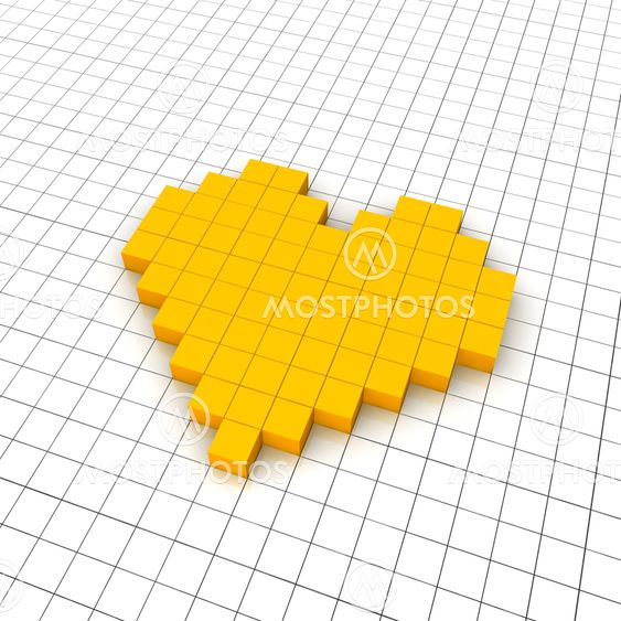 Heart 3d icon in grid