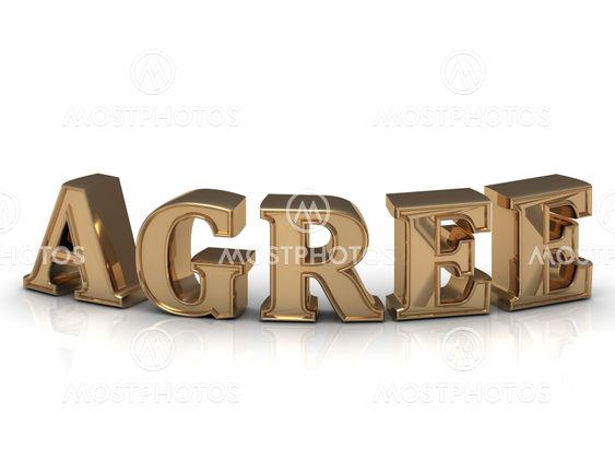 AGREE - inscription of bright gold letters