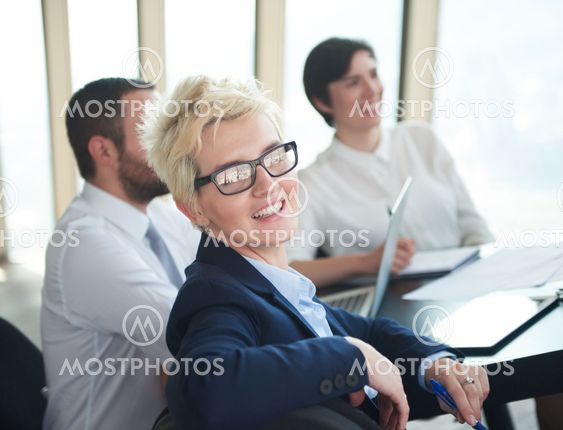 blonde business woman on meeting