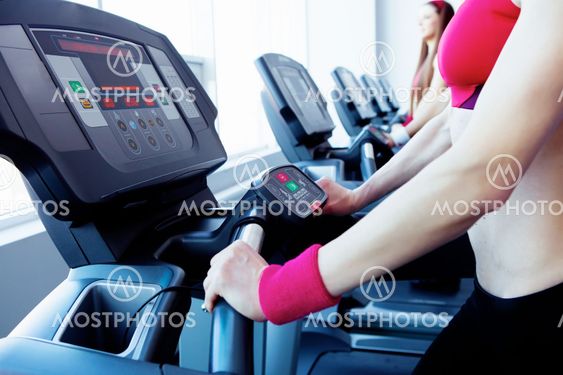 Girls in fitness center