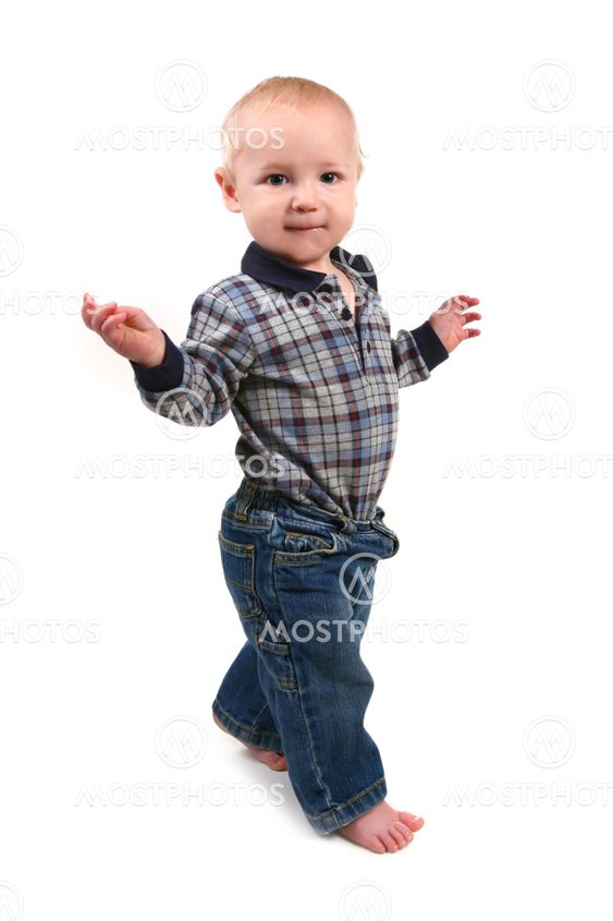 Adorable Toddler Boy Walking Sideways