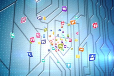 Composite image of colourful computer applications