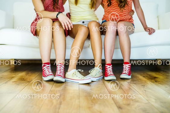 Closeup of girls in sneakers