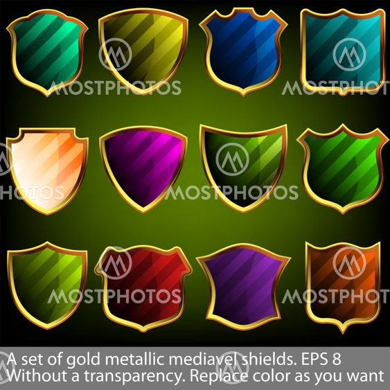 Kullan metallisen mediavel shields joukko. EPS 8