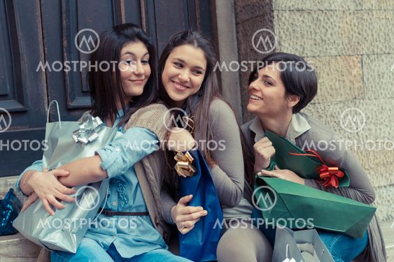 Three Happy Women After Shopping