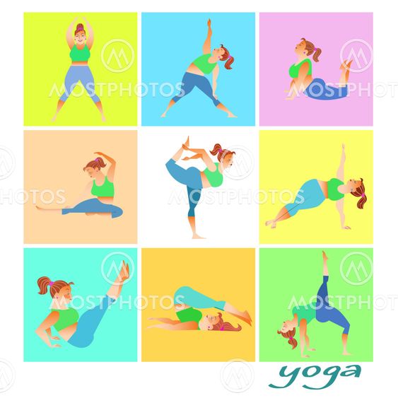 Set yoga fat woman