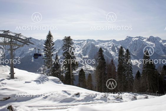 cableway in Caucasian mountains