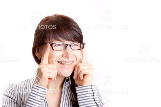 Woman with bracket