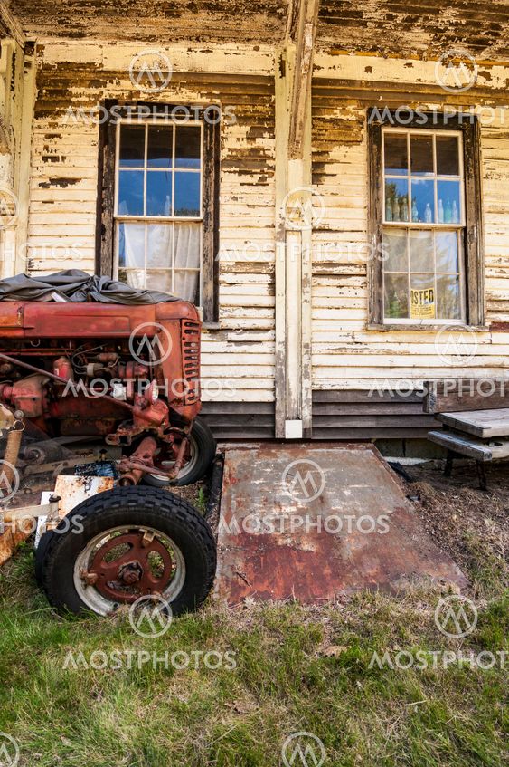 Old tractor on a farm