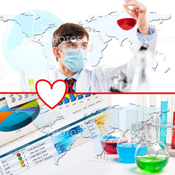 Collage with scientist in laboratory