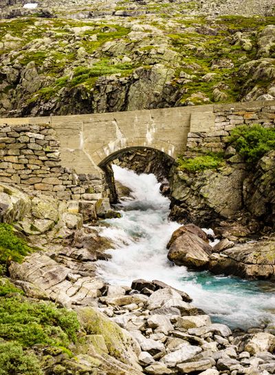 River in mountains. Route Gamle Strynefjellsvegen, Norway