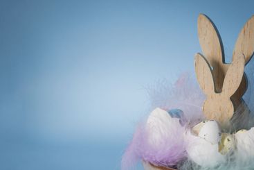 Creative handmade Easter table decoration with egg...