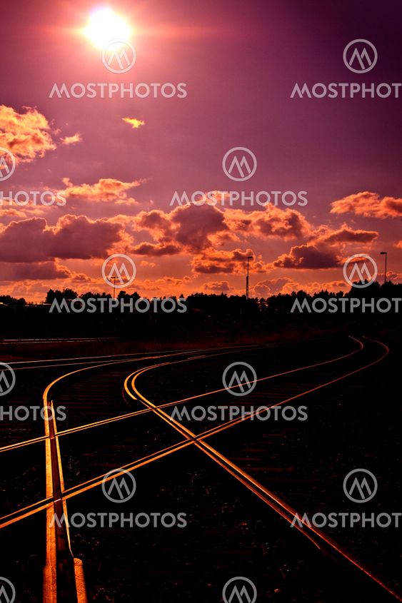 Rail track crossing against the light