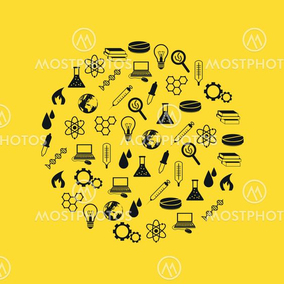science icons in circle