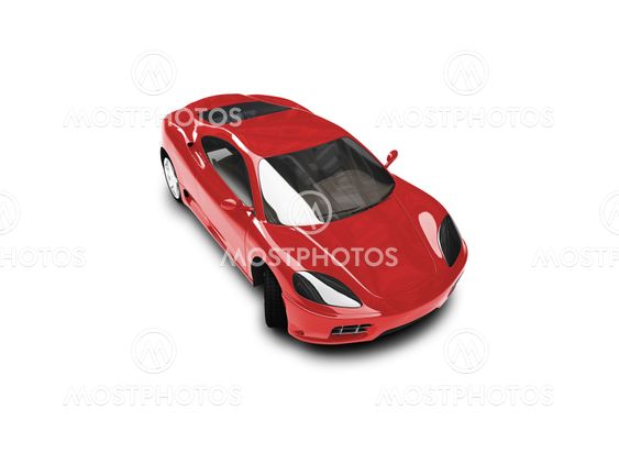 isolated red super car front view